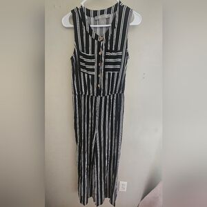 Black and White Striped Jumpsuit